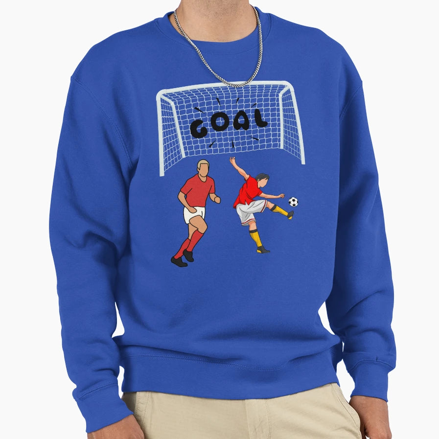 Soccer Player Kicking Ball Into Sweatshirt - Streetwear Style Men Women - T-Shirt, Sweatshirt, Hoodie