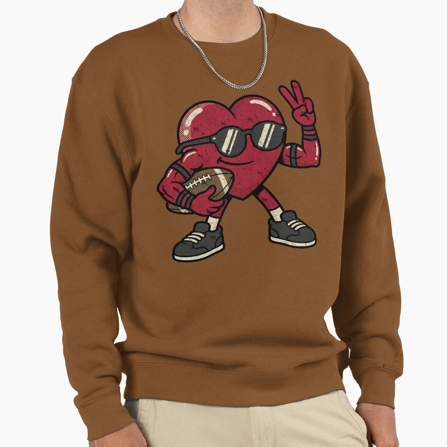 Heart Playing Football Valentine Sweatshirt - Streetwear Style Men Women - T-Shirt, Sweatshirt, Hoodie