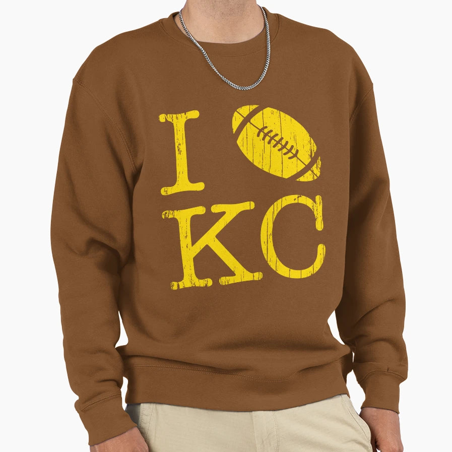 I Love Kansas City Football Sweatshirt - Graphic Print for Adults - T-Shirt, Sweatshirt, Hoodie