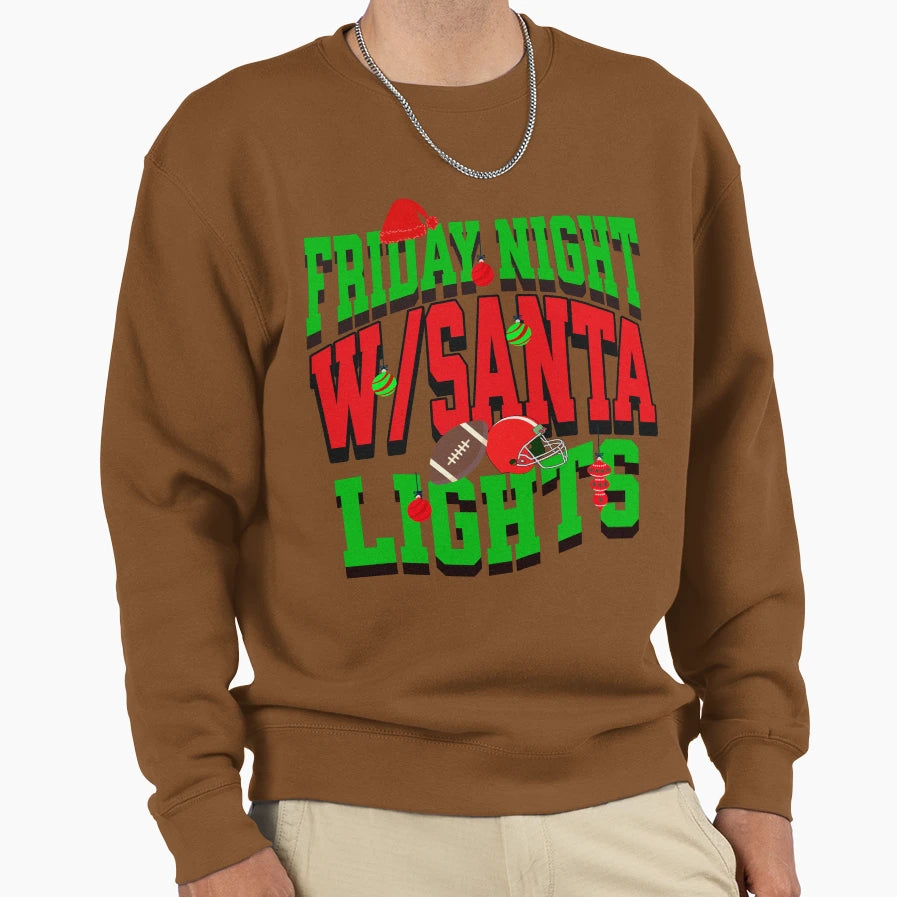 Friday Night Lights W Santa Sweatshirt - Novelty Apparel Unisex - T-Shirt, Sweatshirt, Hoodie