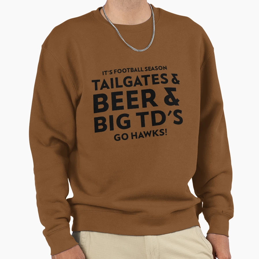 Hawks Tailgating T-Shirt - Graphic Print for Adults - T-Shirt, Sweatshirt, Hoodie