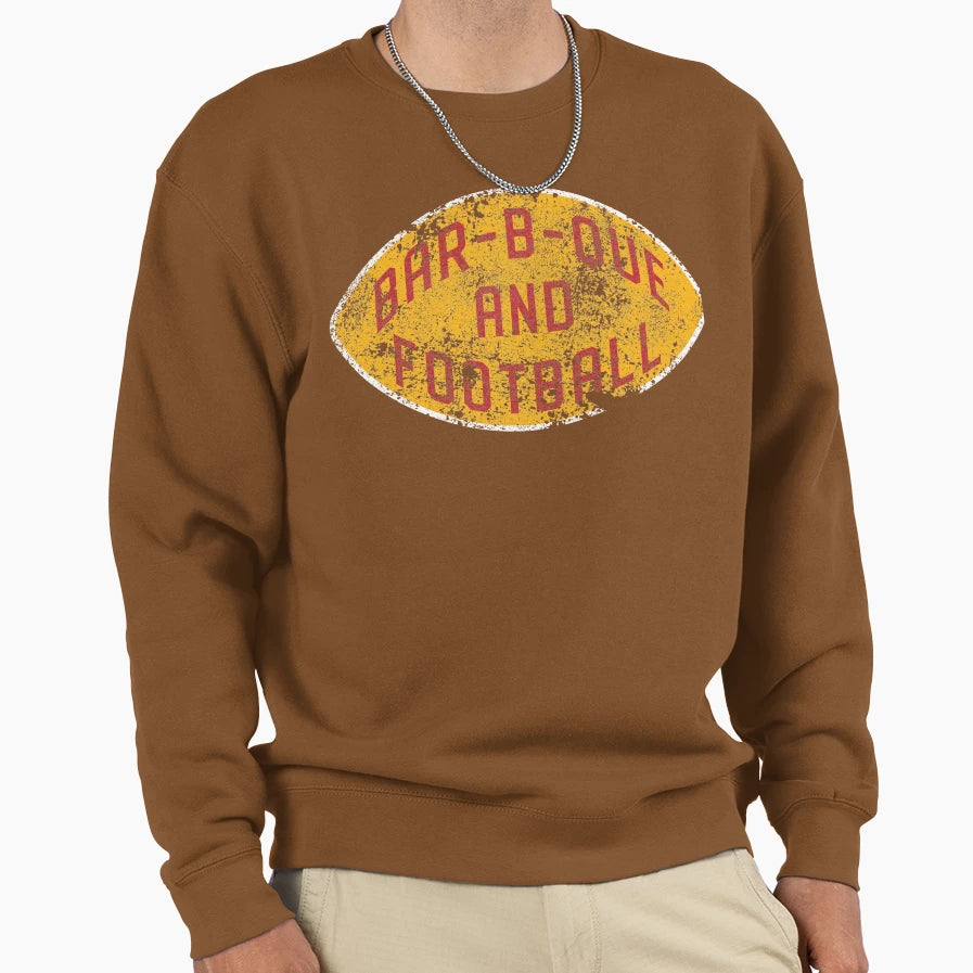Bbq And Football Red Gold Sweatshirt - Casual Everyday Wear Men Women - T-Shirt, Sweatshirt, Hoodie