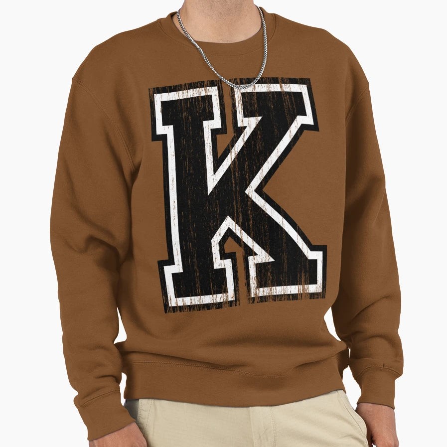 Big Varsity Letter K Sweatshirt - Trendy Graphic for Adults - T-Shirt, Sweatshirt, Hoodie