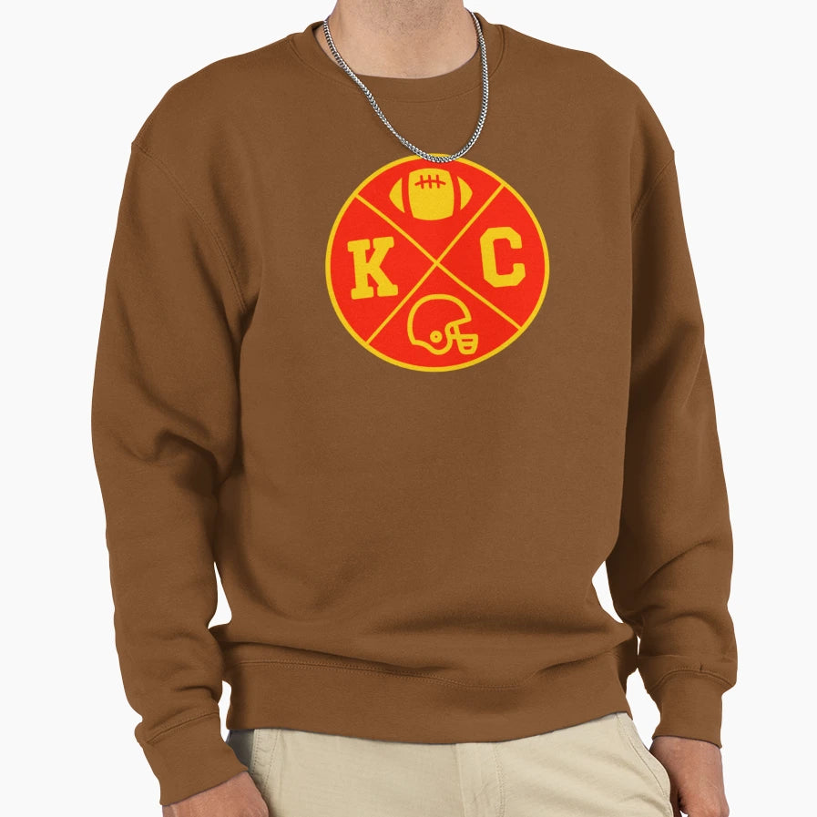 Chiefs Helmet Kc Kansas City Circle Sweatshirt - Trendy Graphic Men Women - T-Shirt, Sweatshirt, Hoodie