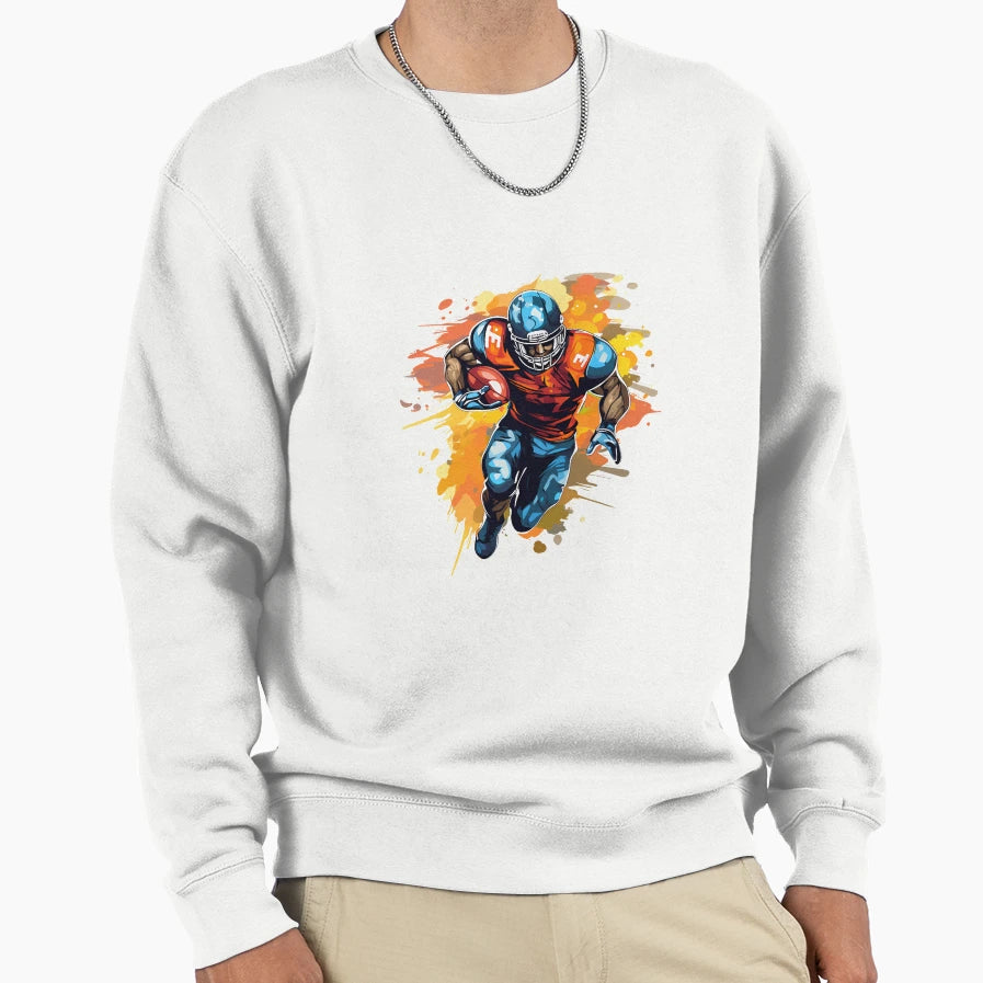 Artistic Cartoon Football Player Sweatshirt - Custom Art Print Men Women - T-Shirt, Sweatshirt, Hoodie