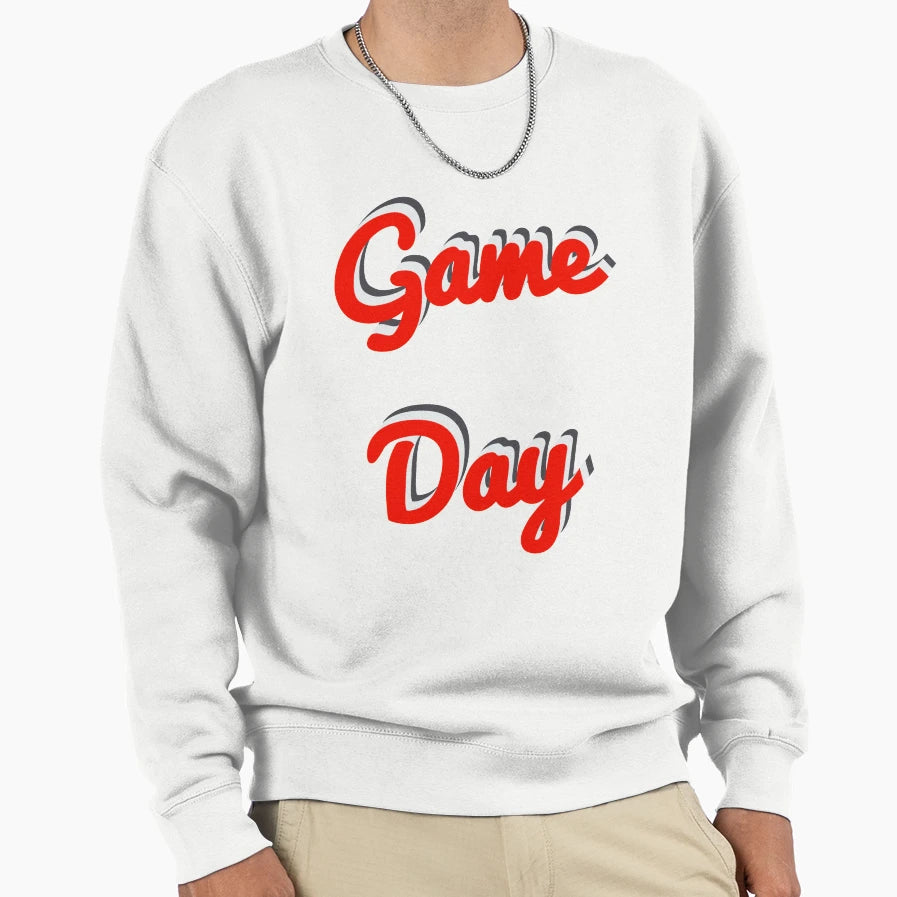 Red And White Game Day Sweatshirt - Trendy Graphic for Adults - T-Shirt, Sweatshirt, Hoodie