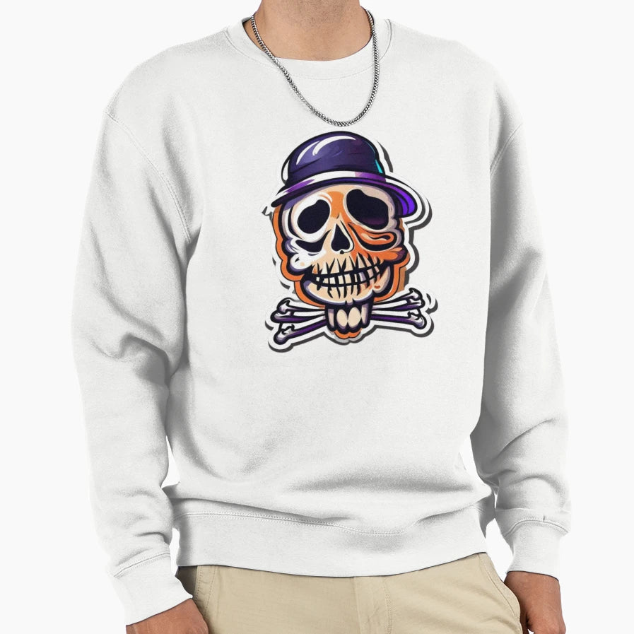 Scary Funny Halloween Skeleton Skull Sweatshirt - Minimalist Print Unisex - T-Shirt, Sweatshirt, Hoodie