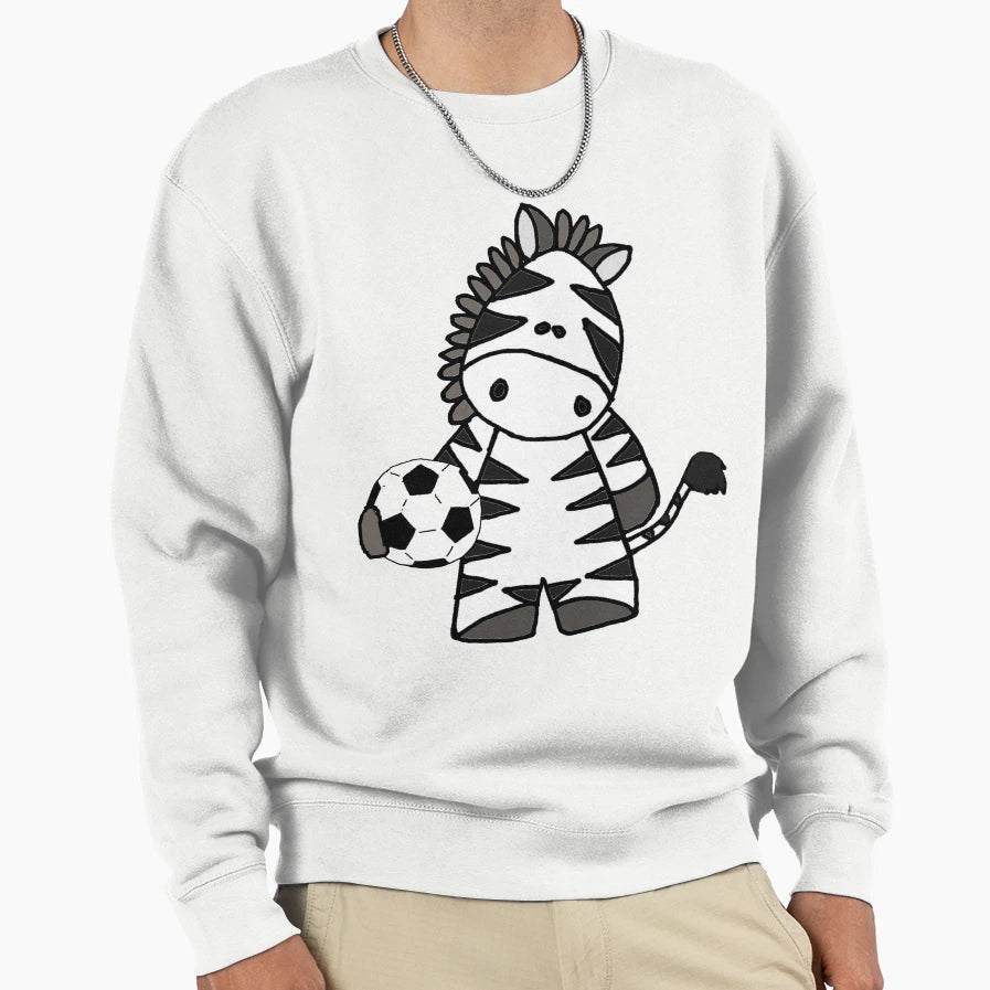 Funny Zebra Playing Football Sweatshirt - Minimalist Print Men Women - T-Shirt, Sweatshirt, Hoodie