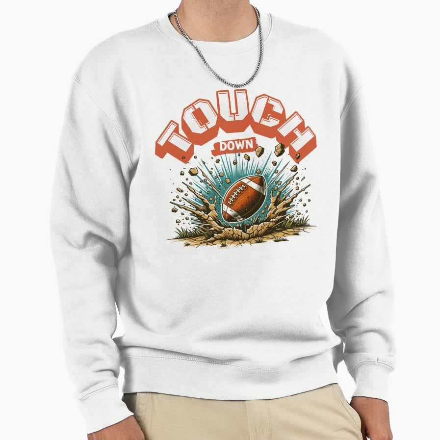 Touch Down Football Sweatshirt - Minimalist Print for Adults - T-Shirt, Sweatshirt, Hoodie