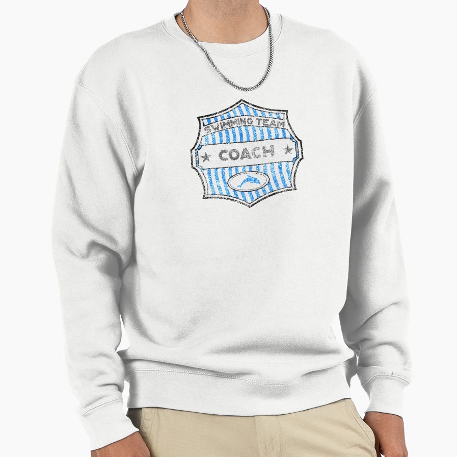 Swimming Coach Badge Distressed T-Shirt - Aesthetic Graphic Men Women - T-Shirt, Sweatshirt, Hoodie