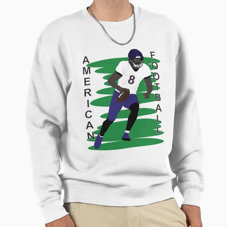 American Football Player Action Sweatshirt - Casual Everyday Wear Unisex - T-Shirt, Sweatshirt, Hoodie