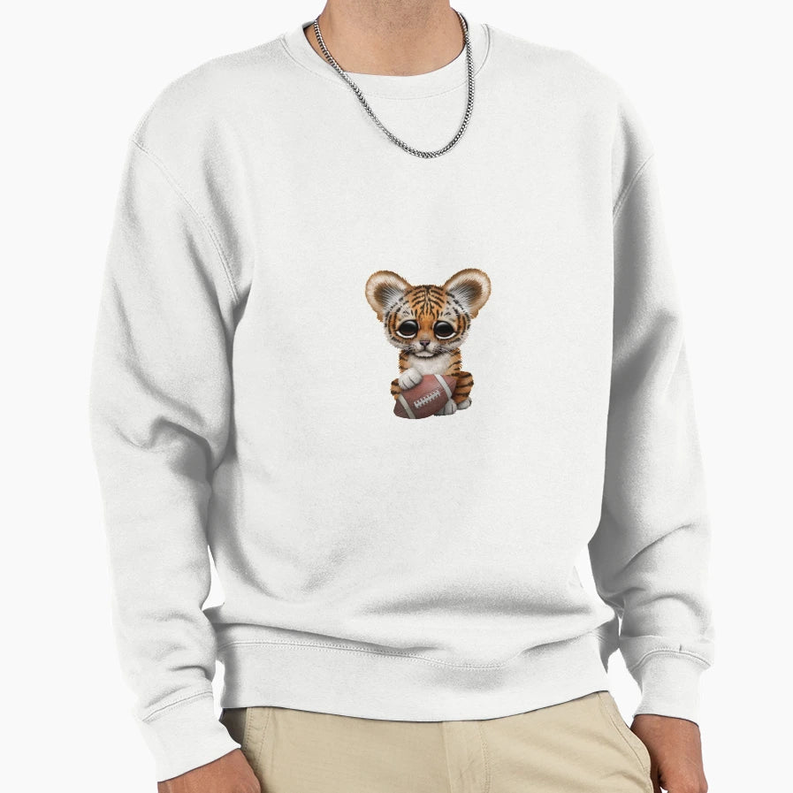 Tiger Cub Playing Football Sweatshirt - Casual Everyday Wear Unisex - T-Shirt, Sweatshirt, Hoodie