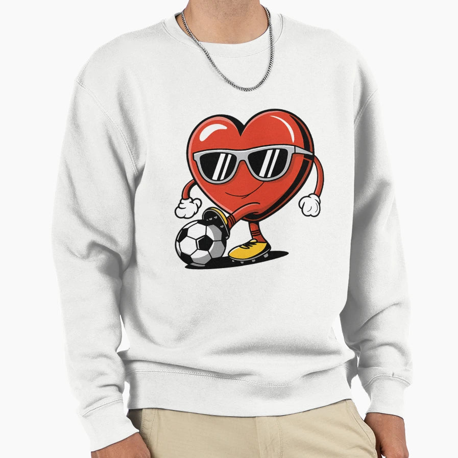 Heart Playing Soccer Fun Gift Fans Sweatshirt - Trendy Graphic Men Women - T-Shirt, Sweatshirt, Hoodie
