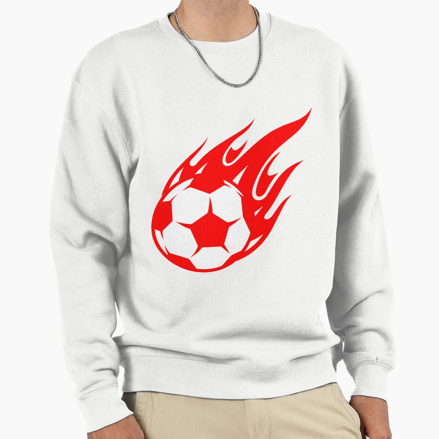 Football Red Fireball Ball Sweatshirt - Streetwear Style for Adults - T-Shirt, Sweatshirt, Hoodie
