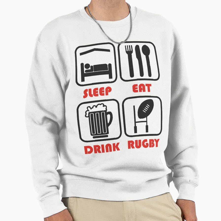 Eat Sleep Rugby Sweatshirt - Graphic Print for Adults - T-Shirt, Sweatshirt, Hoodie