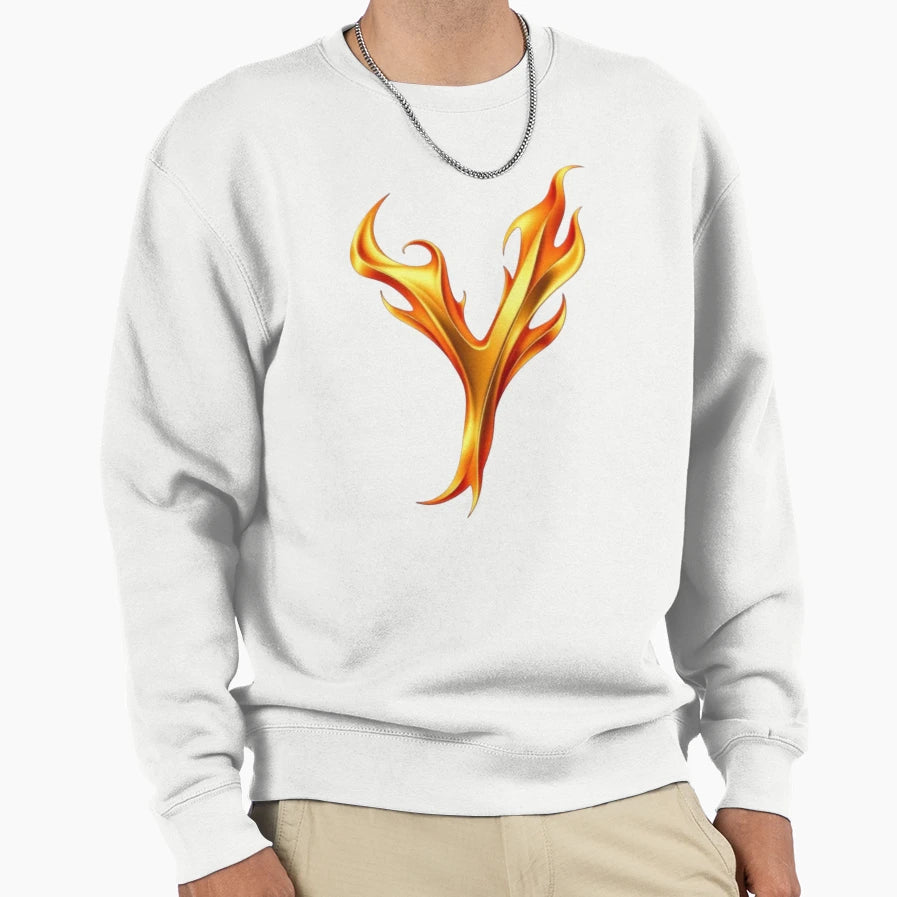 Golden Flame Letter Y Luxury Sweatshirt - Casual Everyday Wear for Adults - T-Shirt, Sweatshirt, Hoodie