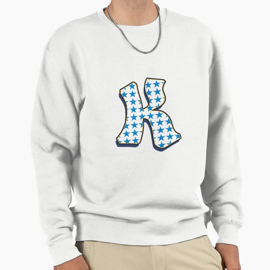 Letter K Stars Sweatshirt - Trendy Graphic for Adults - T-Shirt, Sweatshirt, Hoodie