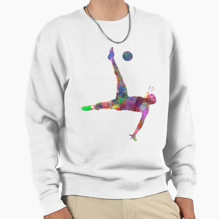 Soccer Football Player Flying Kicking Sweatshirt - Graphic Print Unisex - T-Shirt, Sweatshirt, Hoodie