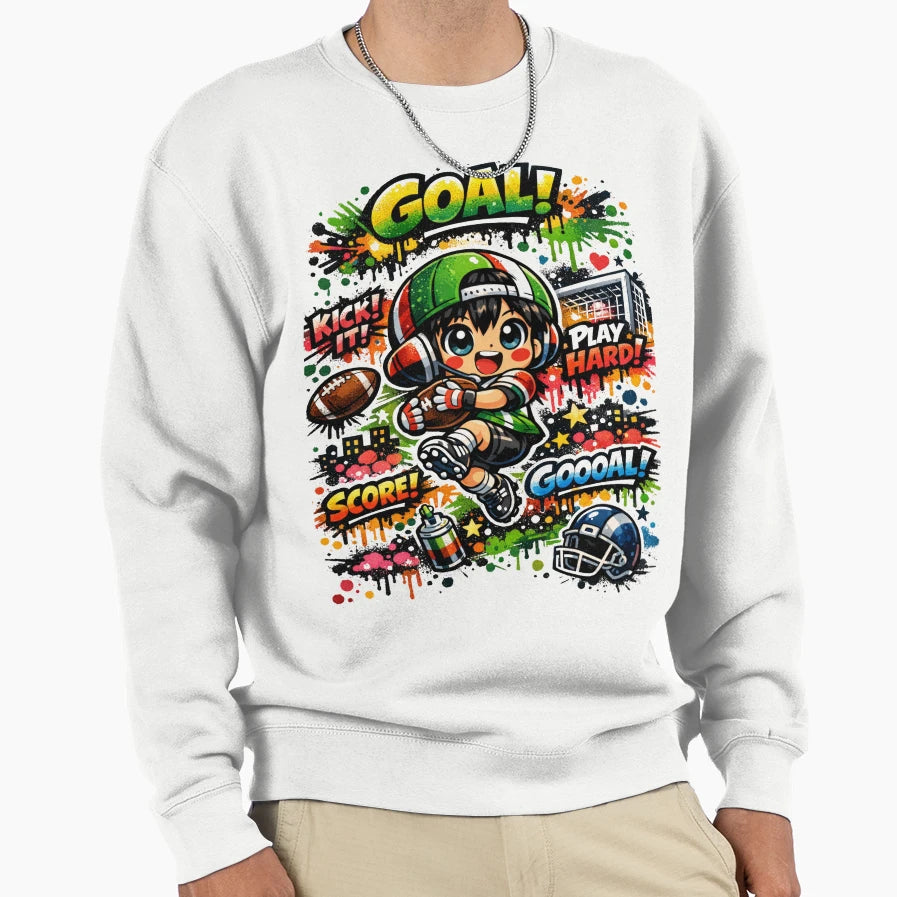 Goal Dreamer Kawaii Graffiti Soccer Sweatshirt - Unique Graphic for Adults - T-Shirt, Sweatshirt, Hoodie