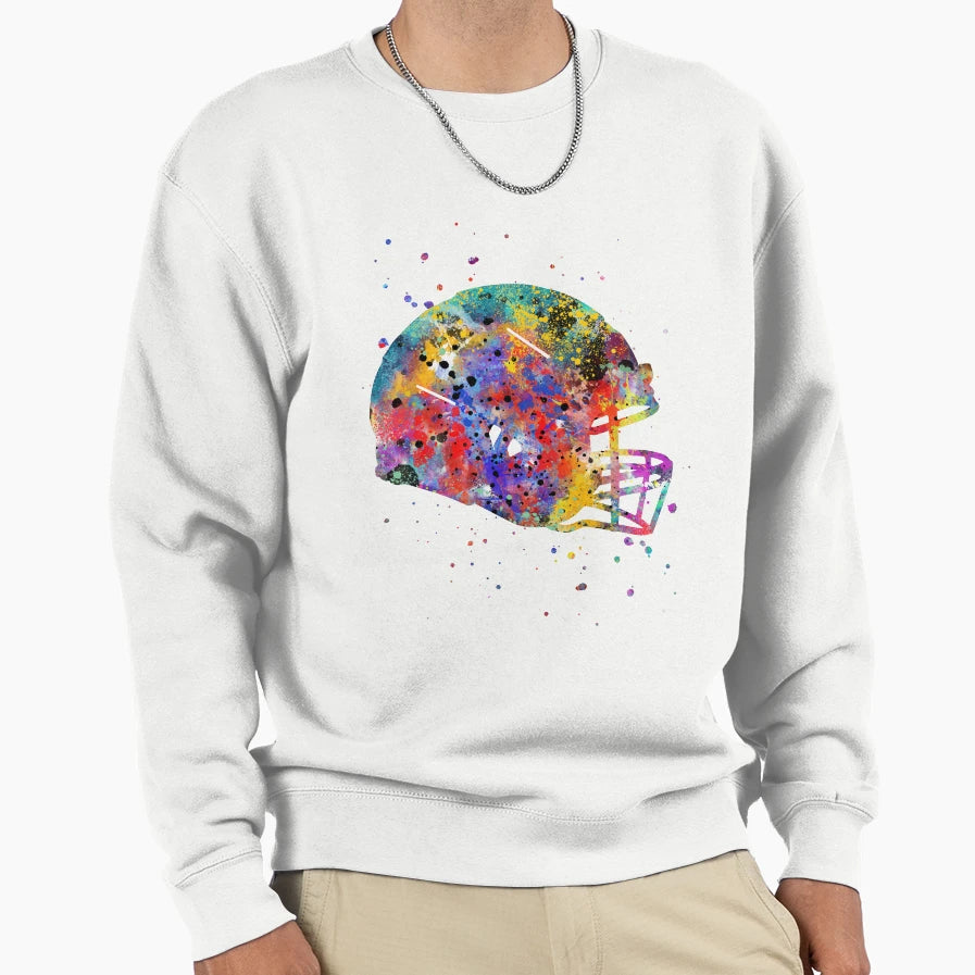 Football Helmet Sweatshirt - Minimalist Print Men Women - T-Shirt, Sweatshirt, Hoodie