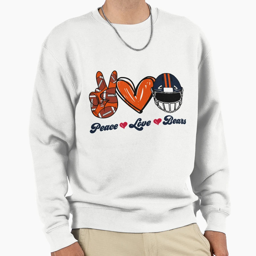 Peace Love Bears Football Team Sweatshirt - Aesthetic Graphic Unisex - T-Shirt, Sweatshirt, Hoodie