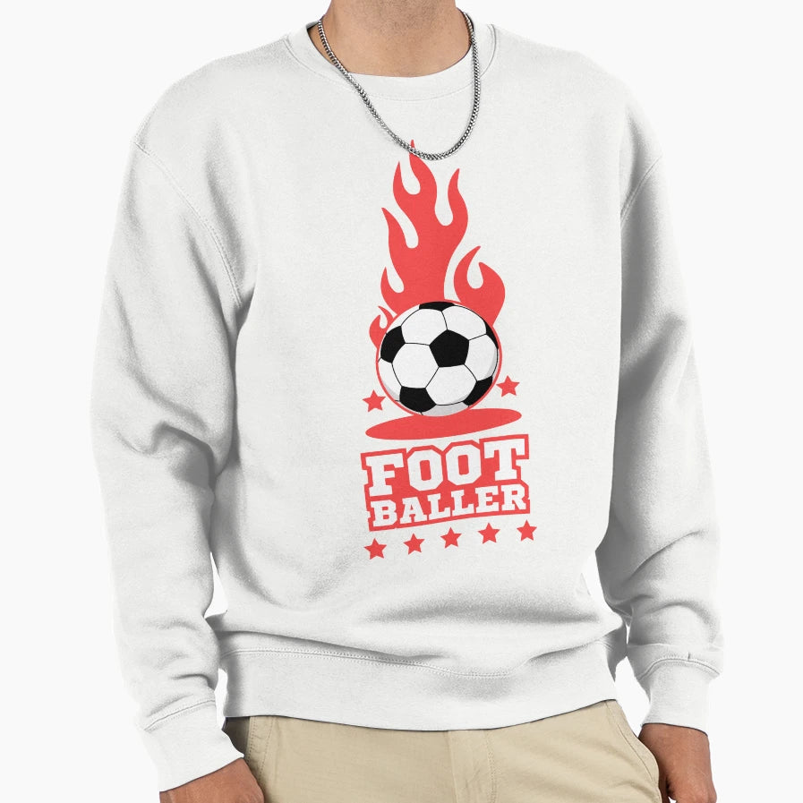 Footballer Football Player White Sweatshirt - Trendy Graphic Unisex - T-Shirt, Sweatshirt, Hoodie
