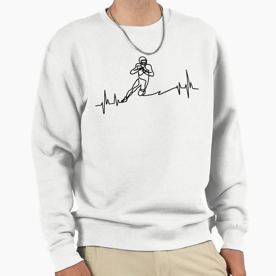 Football Heart Beat Line Sweatshirt - Novelty Apparel Men Women - T-Shirt, Sweatshirt, Hoodie