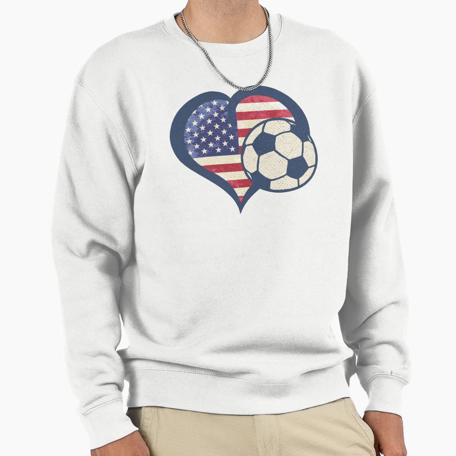 Usa Soccer Heart Patriotic Sweatshirt - Fun Novelty Design for Adults - T-Shirt, Sweatshirt, Hoodie