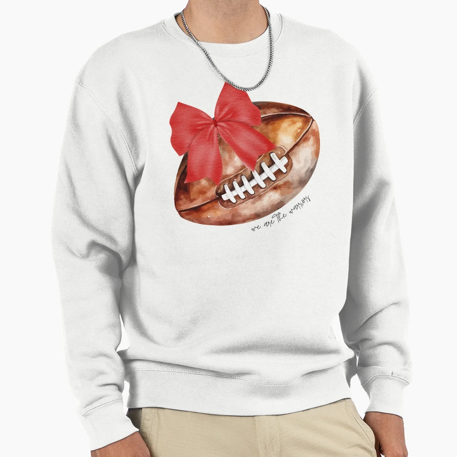 Football Mom Red Coquette Bows Rugby Sweatshirt - Graphic Print Men Women - T-Shirt, Sweatshirt, Hoodie