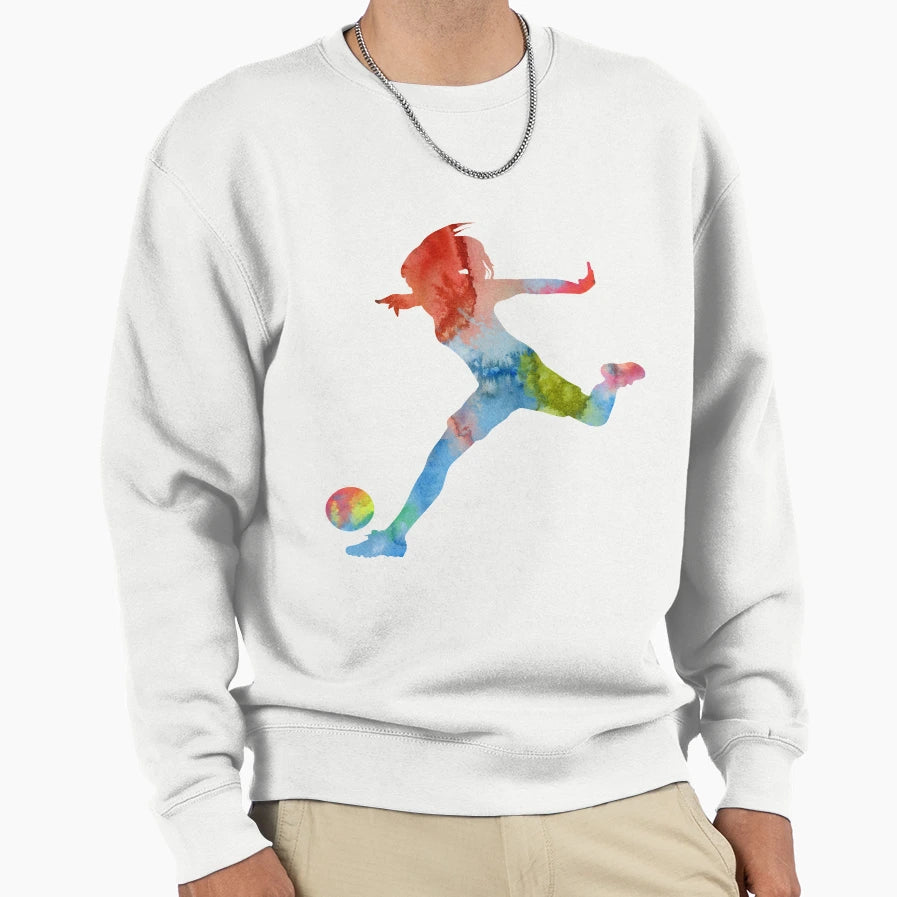 Female Soccer Player Sweatshirt - Graphic Print Unisex - T-Shirt, Sweatshirt, Hoodie