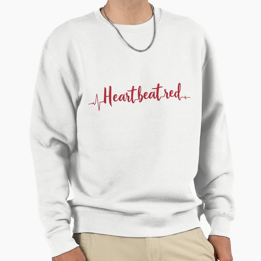 Heartbeatred Ecg Line Typography Sweatshirt - Unique Graphic for Adults - T-Shirt, Sweatshirt, Hoodie