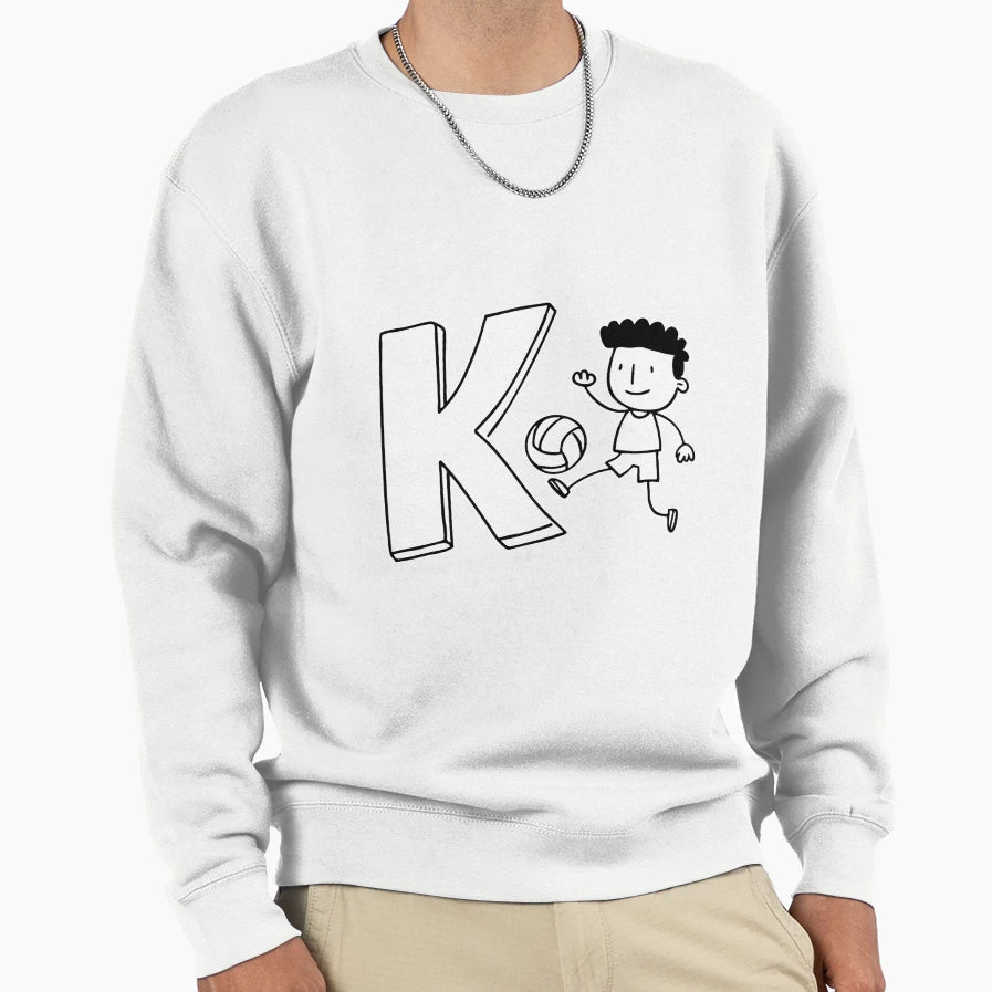 Illustration Kick Beside Letter K Sweatshirt - Custom Art Print Men Women - T-Shirt, Sweatshirt, Hoodie