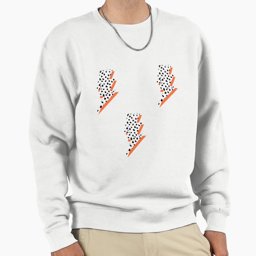 Orange Lightning Bolts Sweatshirt - Custom Art Print Men Women - T-Shirt, Sweatshirt, Hoodie
