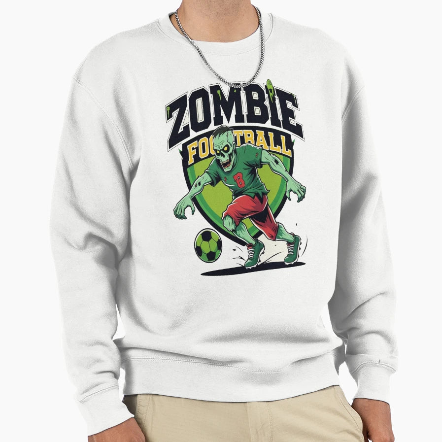 Zombie Playing Football Halloween Sports T-Shirt - Unique Graphic Unisex - T-Shirt, Sweatshirt, Hoodie