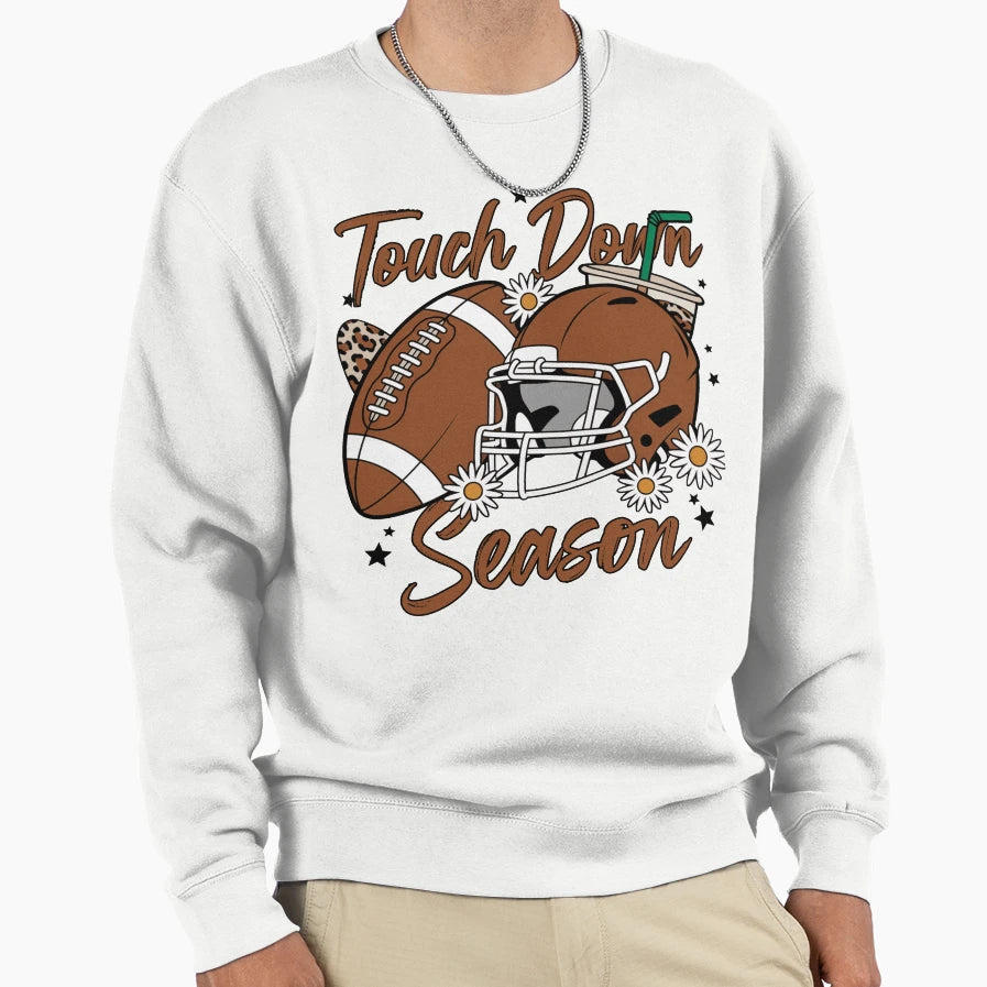 Touch Down Season Football Helmet And Sweatshirt - Custom Art Print Unisex - T-Shirt, Sweatshirt, Hoodie