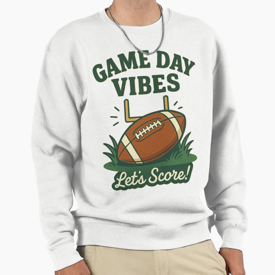 American Football Game Day Vibes Sweatshirt - Unique Graphic Unisex - T-Shirt, Sweatshirt, Hoodie