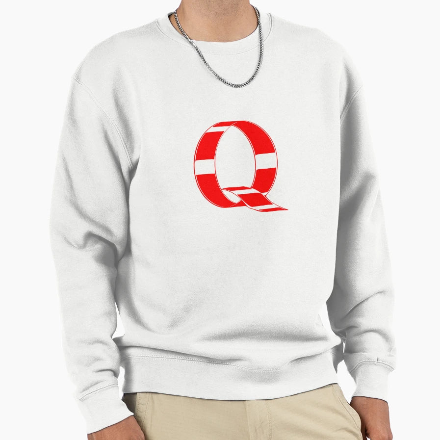 Letter Q Red Ribbon Monogram Calligraphy Sweatshirt - Graphic Print Unisex - T-Shirt, Sweatshirt, Hoodie