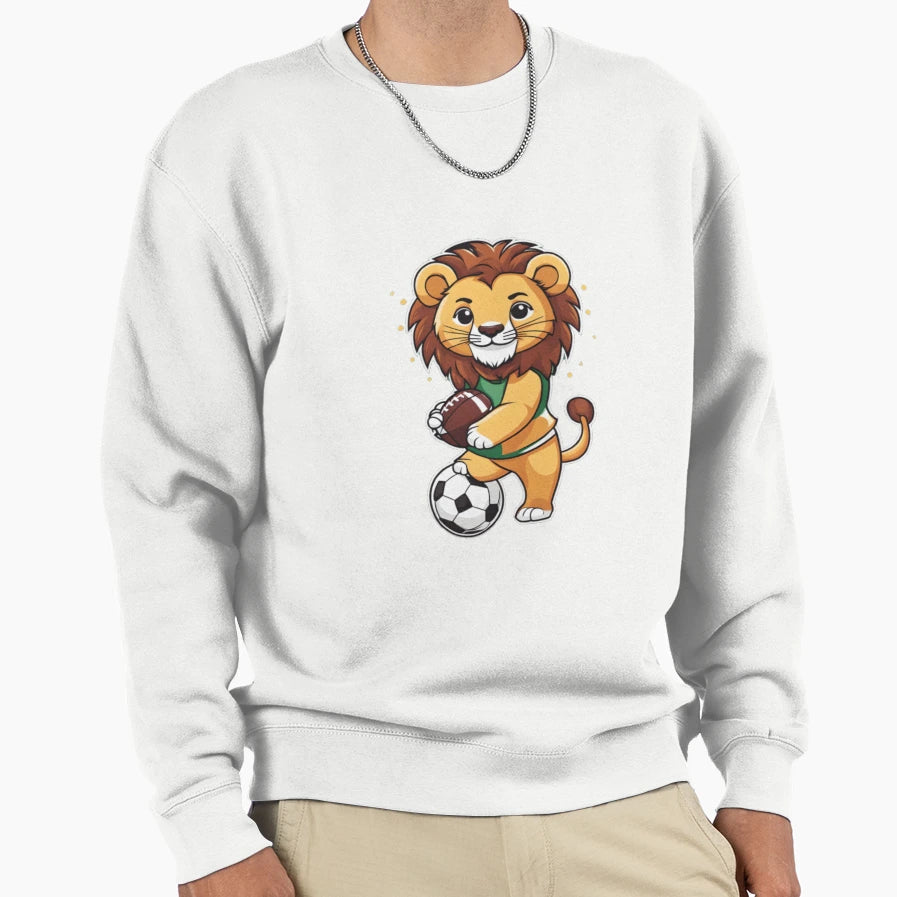 Lion Football Player Sweatshirt - Casual Everyday Wear for Adults - T-Shirt, Sweatshirt, Hoodie