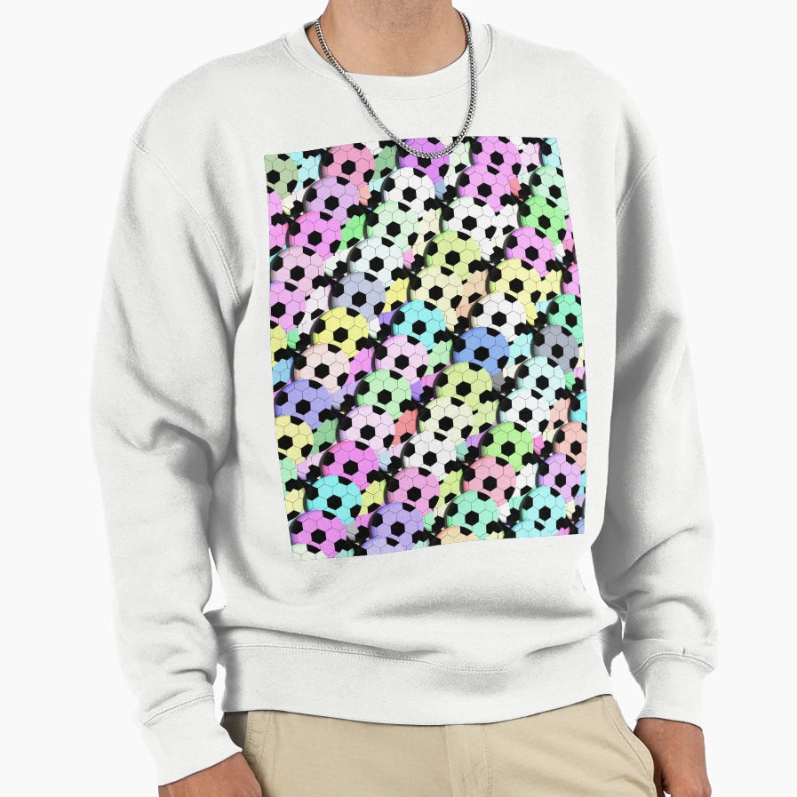 Football Soccer Balls Colorful Pattern Sweatshirt - Graphic Print Men Women - T-Shirt, Sweatshirt, Hoodie