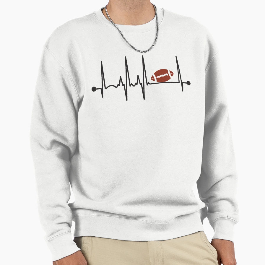 Football Heartbeat Sweatshirt - Novelty Apparel for Adults - T-Shirt, Sweatshirt, Hoodie
