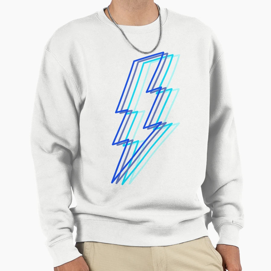 Blue Layered Lighting Bolt Sweatshirt - Casual Everyday Wear Unisex - T-Shirt, Sweatshirt, Hoodie
