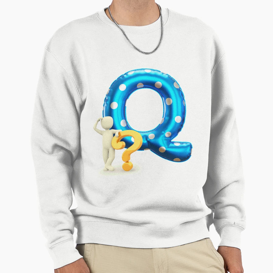 Q Is Question Mark Sweatshirt - Minimalist Print for Adults - T-Shirt, Sweatshirt, Hoodie