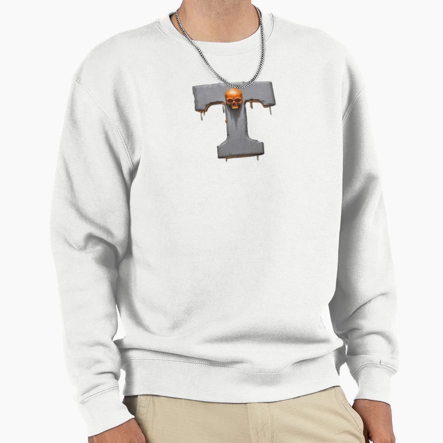 Gray Skull T Orange Sweatshirt - Aesthetic Graphic Men Women - T-Shirt, Sweatshirt, Hoodie