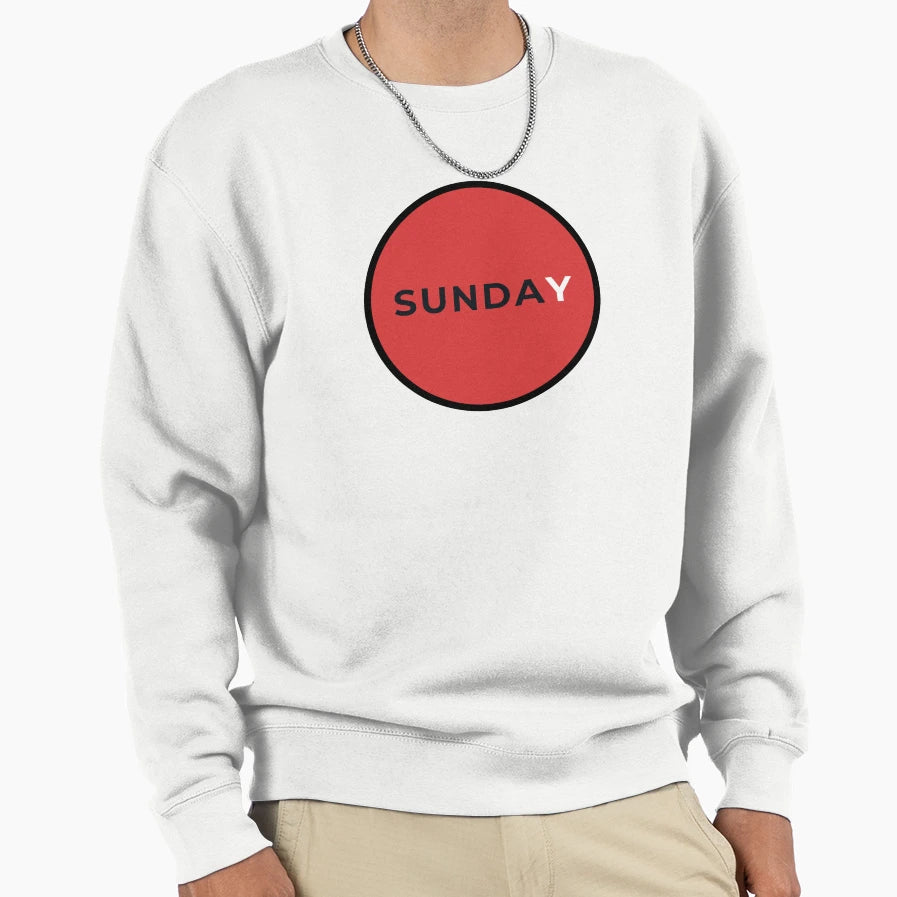 Red Circle Inscription Sunday Sweatshirt - Aesthetic Graphic Men Women - T-Shirt, Sweatshirt, Hoodie