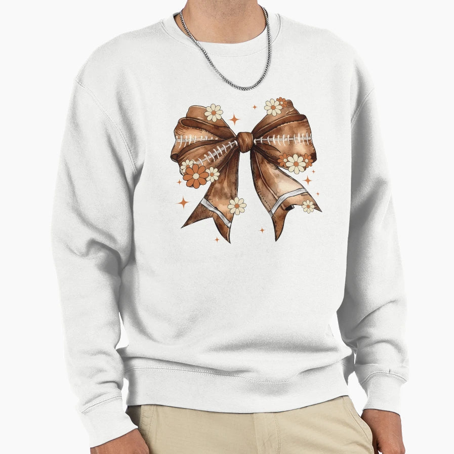Girly Football Bow Daisies Sweatshirt - Casual Everyday Wear Unisex - T-Shirt, Sweatshirt, Hoodie