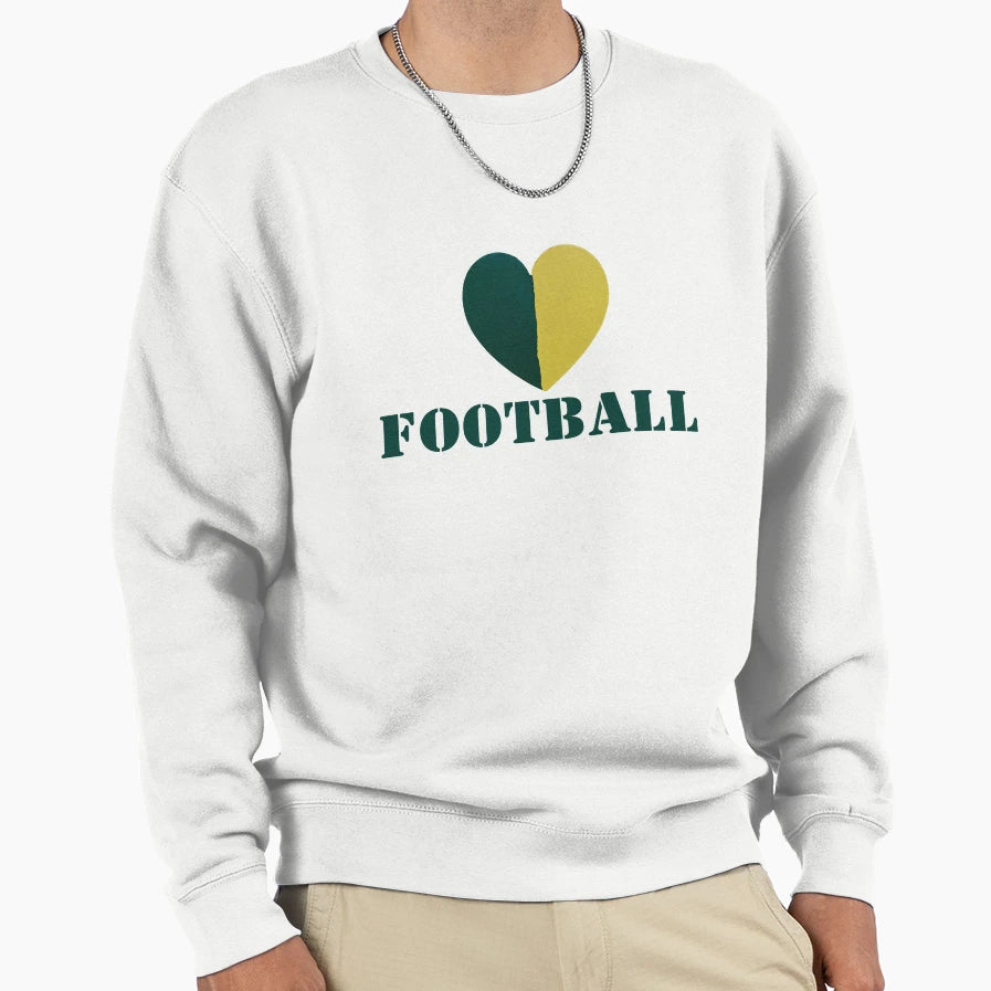 Heart Football Green Gold Sweatshirt - Casual Everyday Wear Unisex - T-Shirt, Sweatshirt, Hoodie