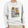 Eat Sleep Kansas Repeat Illustration Sweatshirt - Aesthetic Graphic Unisex - T-Shirt, Sweatshirt, Hoodie