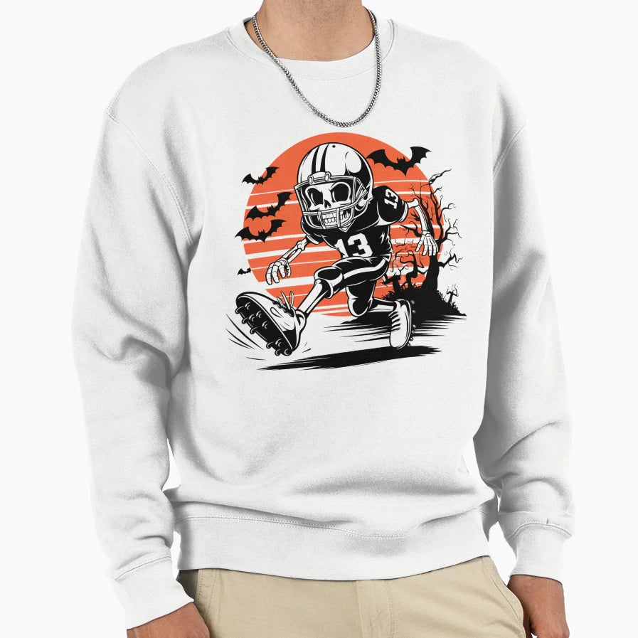 American Football Skeleton Halloween Sweatshirt - Graphic Print for Adults - T-Shirt, Sweatshirt, Hoodie