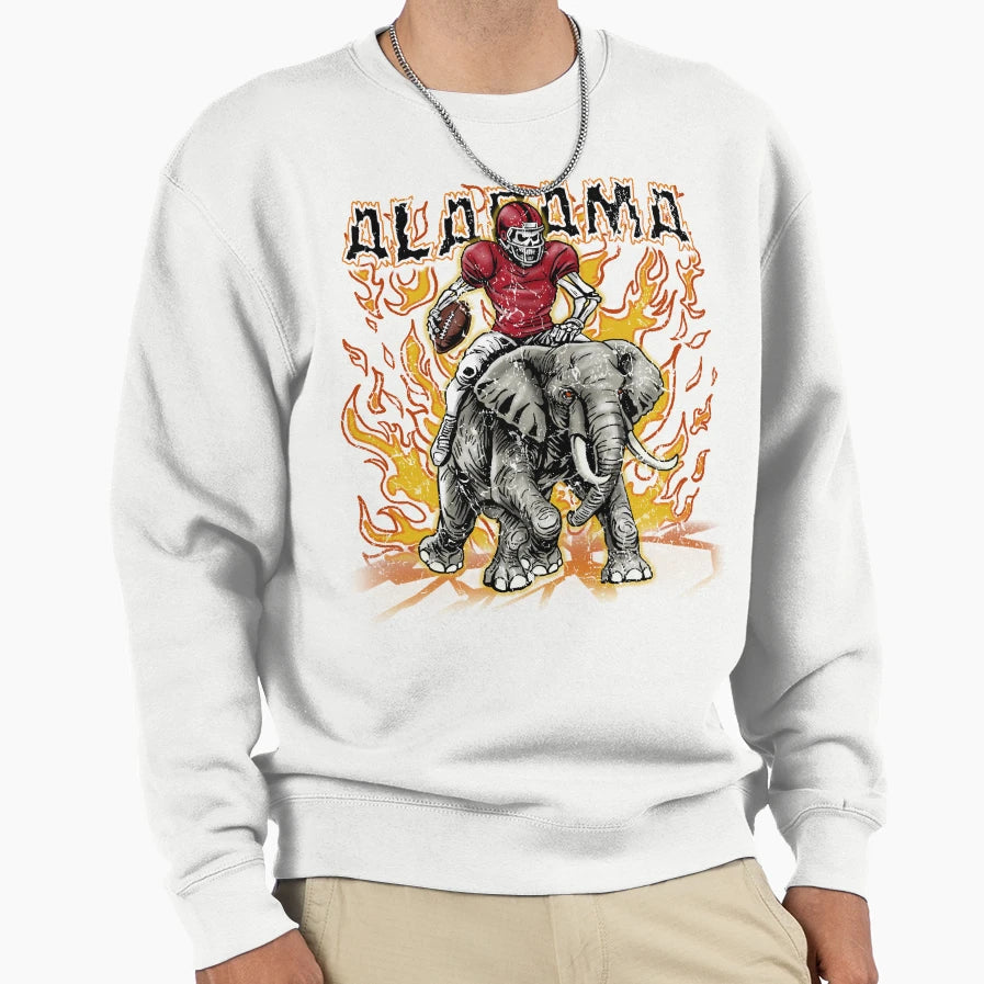 Alabama Football Skull Sweatshirt - Fun Novelty Design for Adults - T-Shirt, Sweatshirt, Hoodie