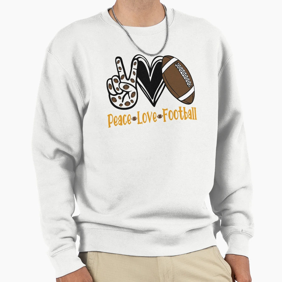 Peace Love Football Gift Football Sweatshirt - Graphic Print for Adults - T-Shirt, Sweatshirt, Hoodie